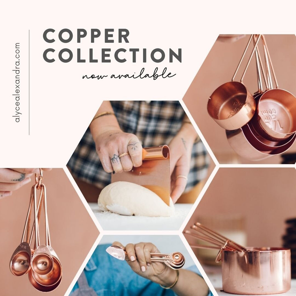 6 x COPPER MEASURING CUPS (4 PIECE SET) ($16.95 each)